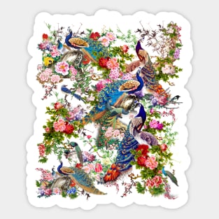 Peacocks & Peonies Sticker